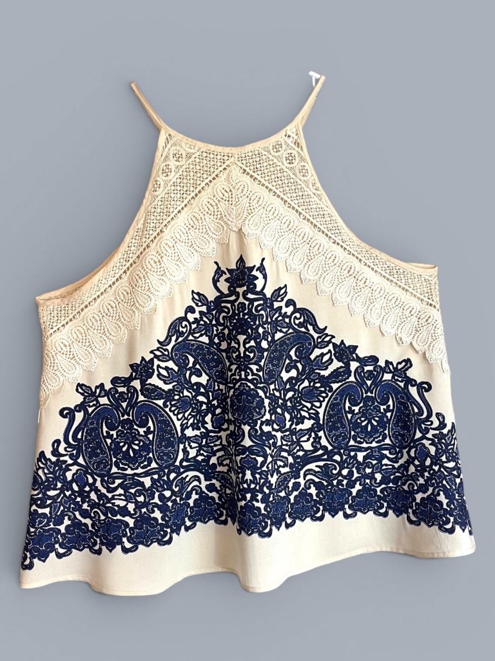 Altar'd State Navy Cream Boho Flowy Top Size L